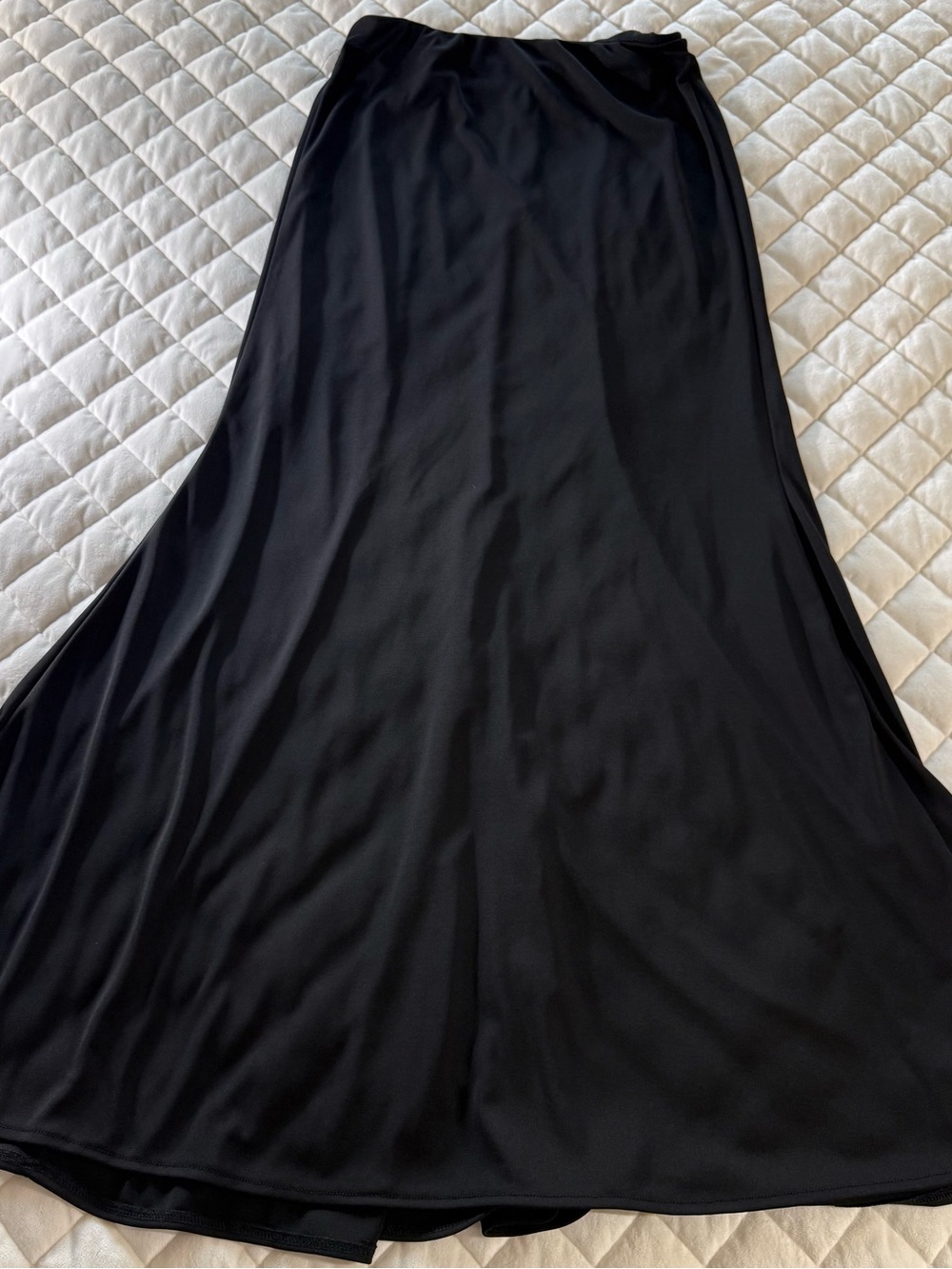ZARA Black Satin Maxi Skirt High Waist Flared A Line Size Small